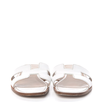 Hermes Box Calfskin Oran Sandals 38.5 White 2 of 18
