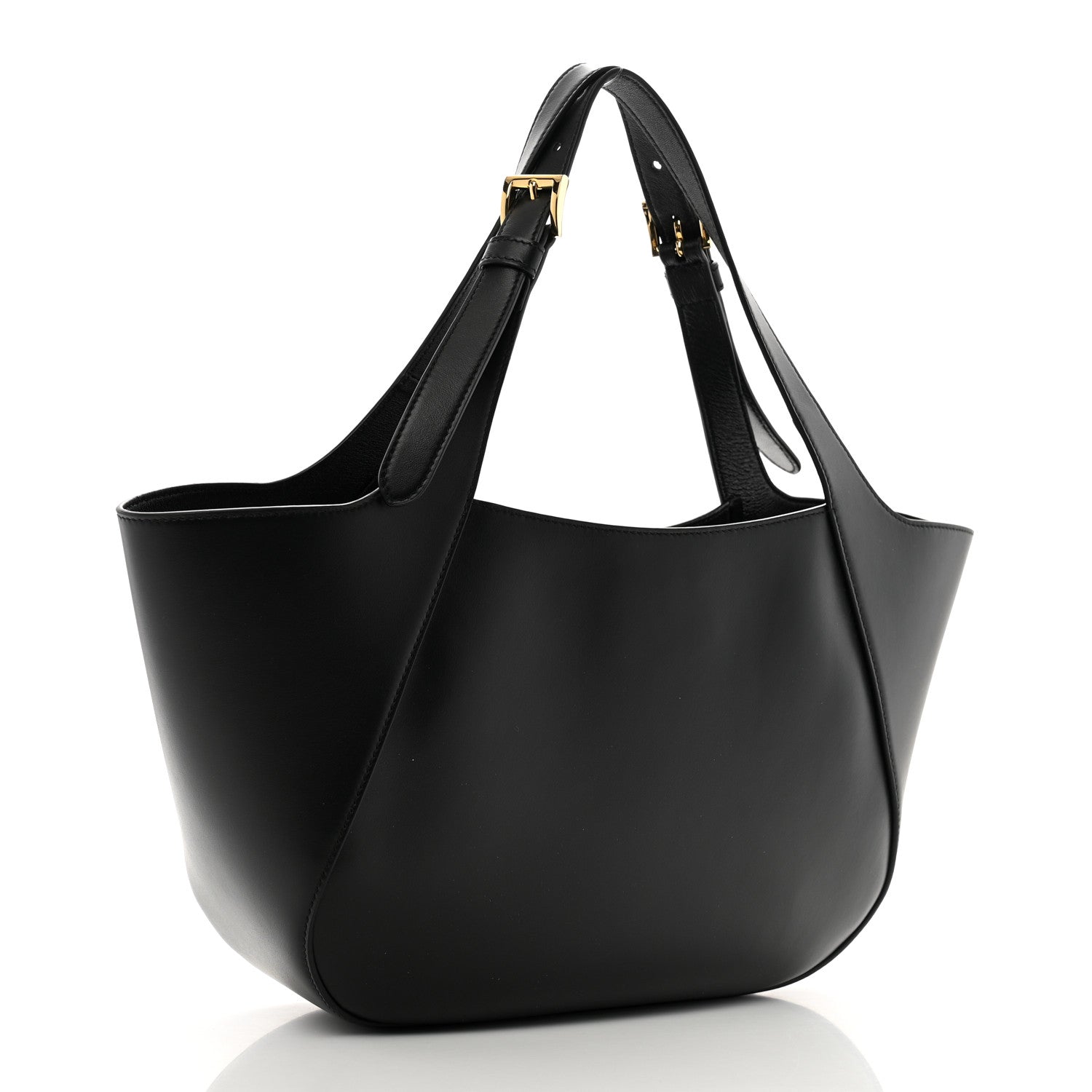 Prada City Calfskin Metal Triangle Logo Tote Black 3 of 9