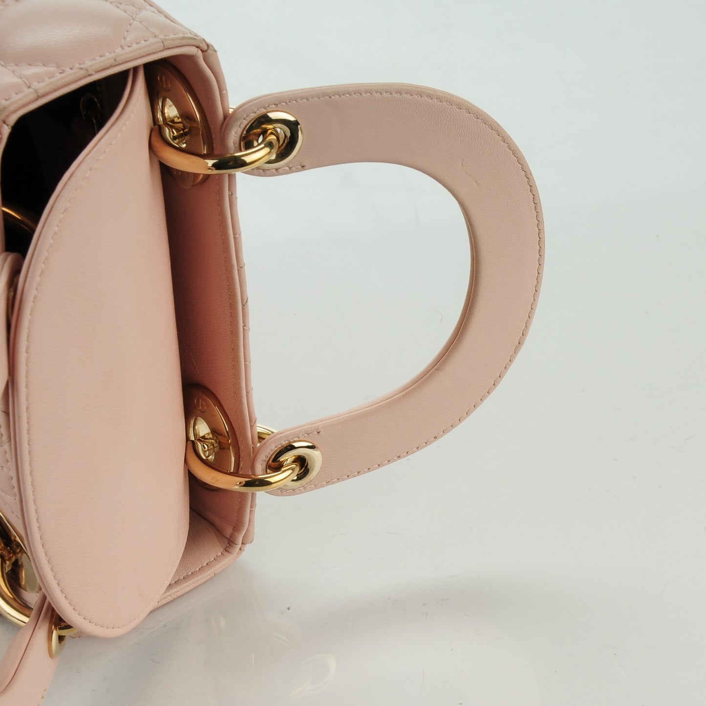 Lambskin Cannage Mini Lady Dior Rose Poudre