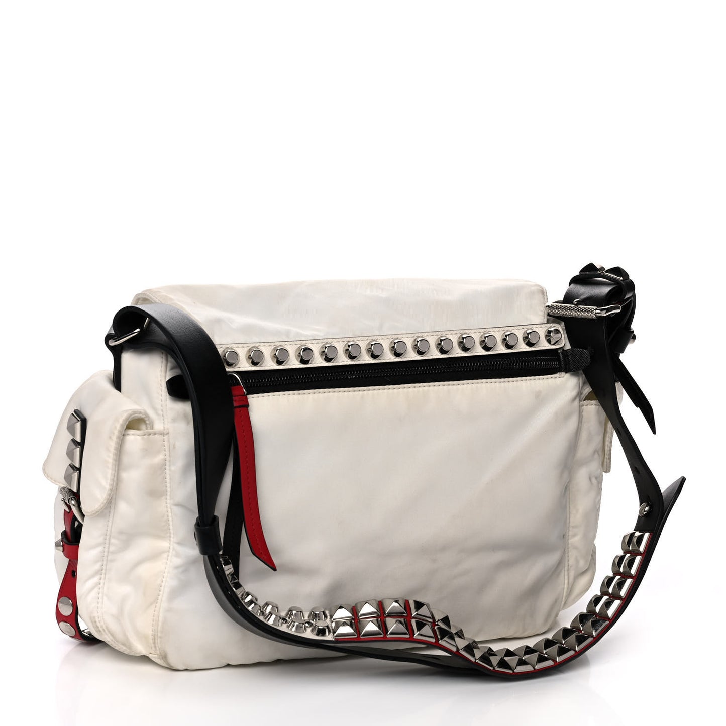 Nylon New Vela Studded Messenger White Fuoco