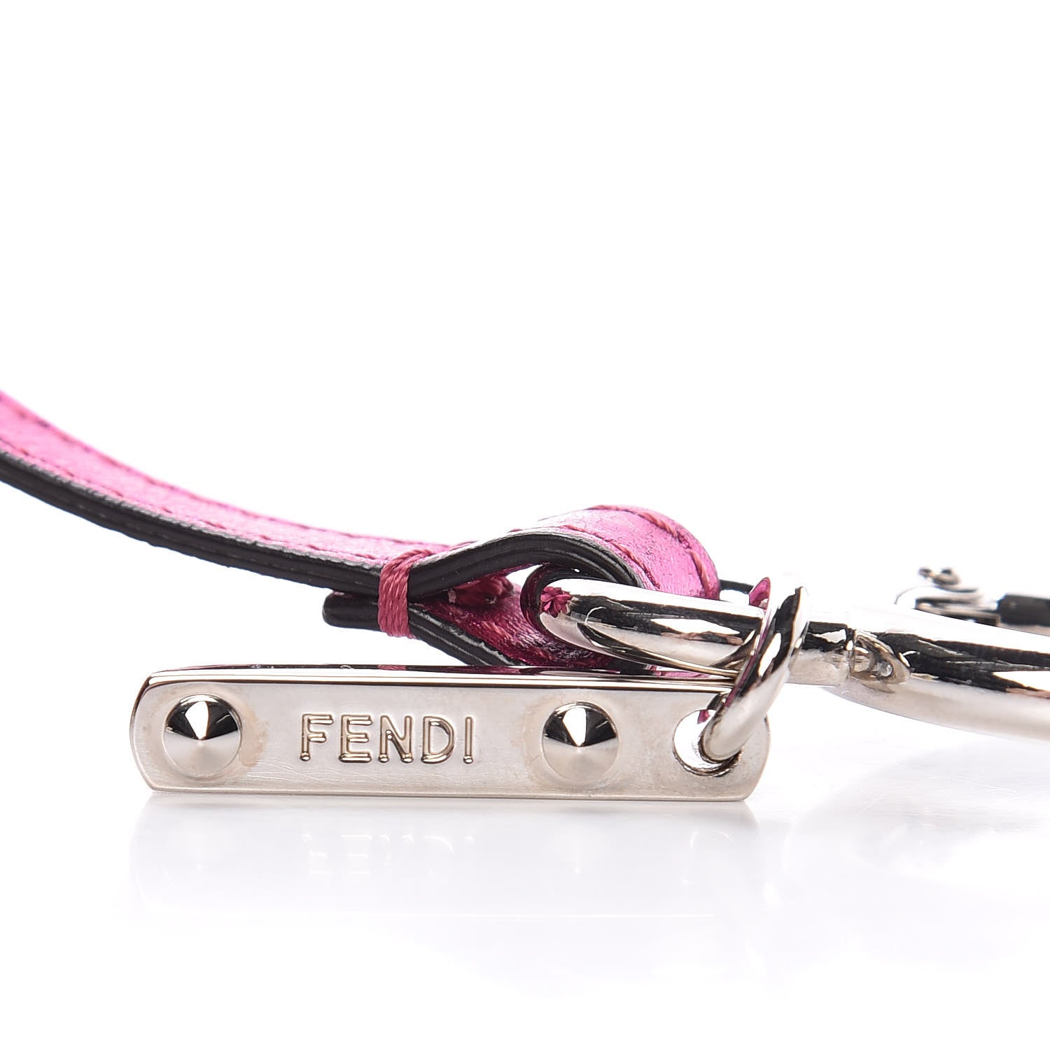 Fendi Mink Fur Vitello Catalan Mirror Strawberry Bag Charm Seashell Orchidea 3 of 4