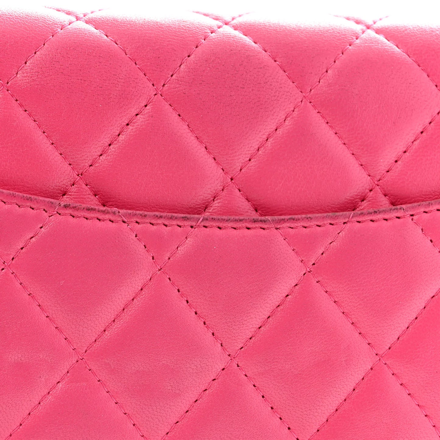 Lambskin Quilted Wallet On Chain WOC Dark Pink