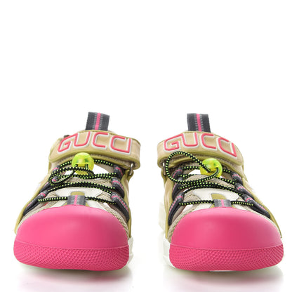 Gucci Mesh Fabric Tinsel Sport Sandals 37 Loess Sand Box Pink 2 of 9