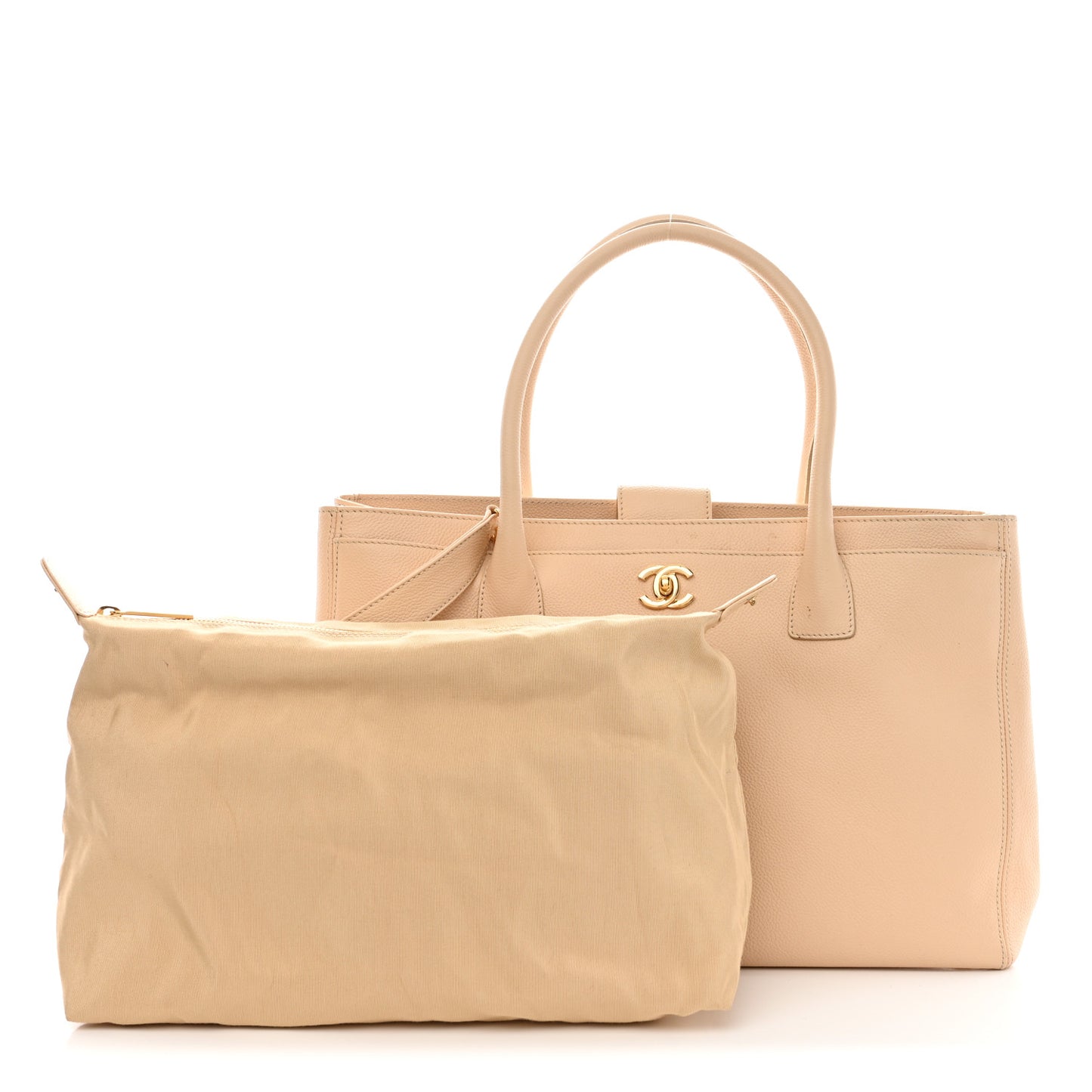 Calfskin Cerf Executive Shopper Tote Beige