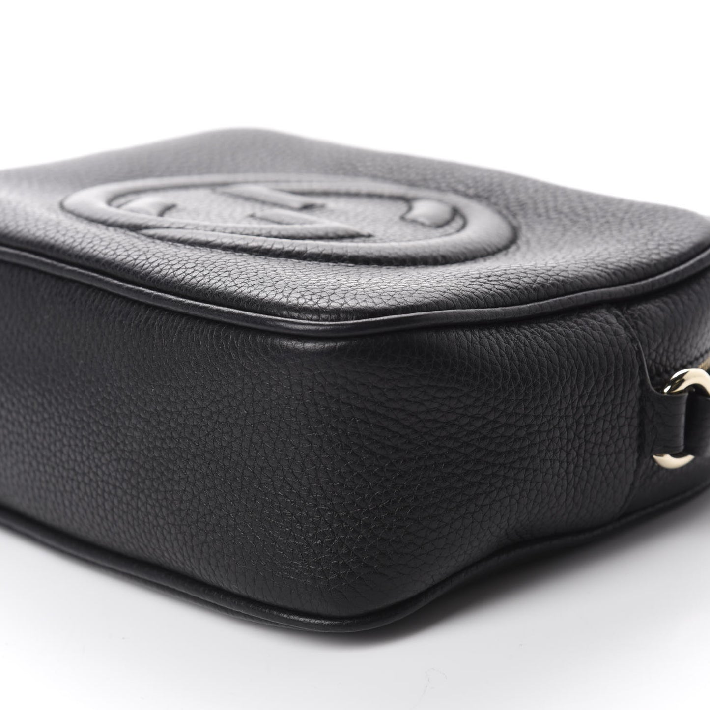 Pebbled Calfskin Small Soho Disco Bag Black