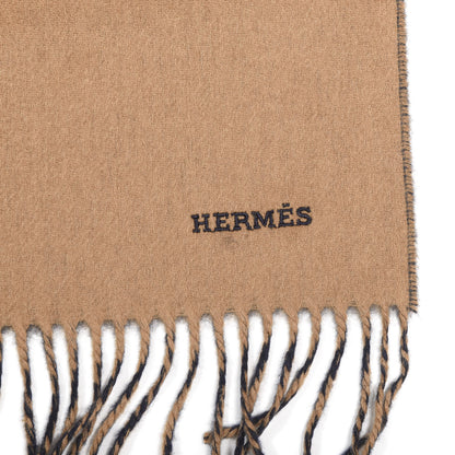 Hermes Cashmere Recto Verso Muffler Camel Marine 4 of 4
