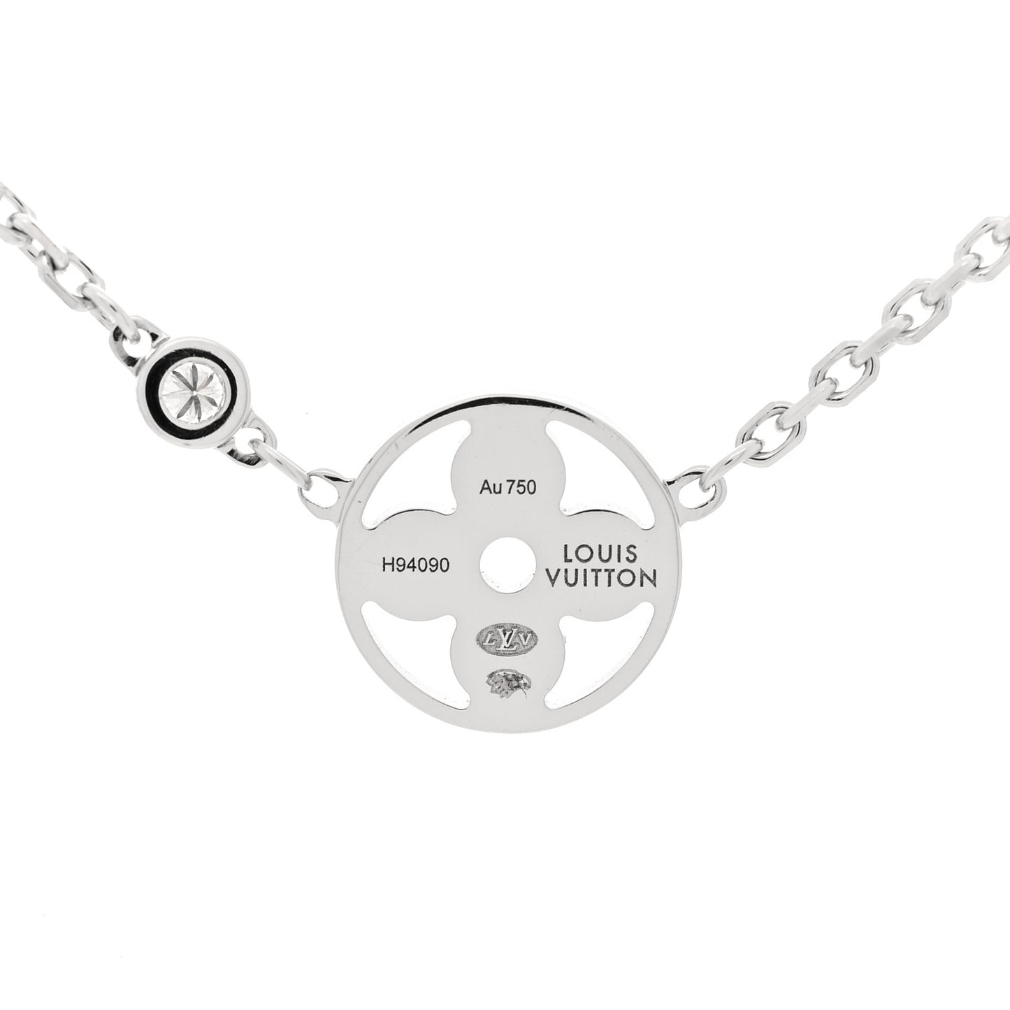 18K White Gold Diamond Blossom BB Pendant Necklace