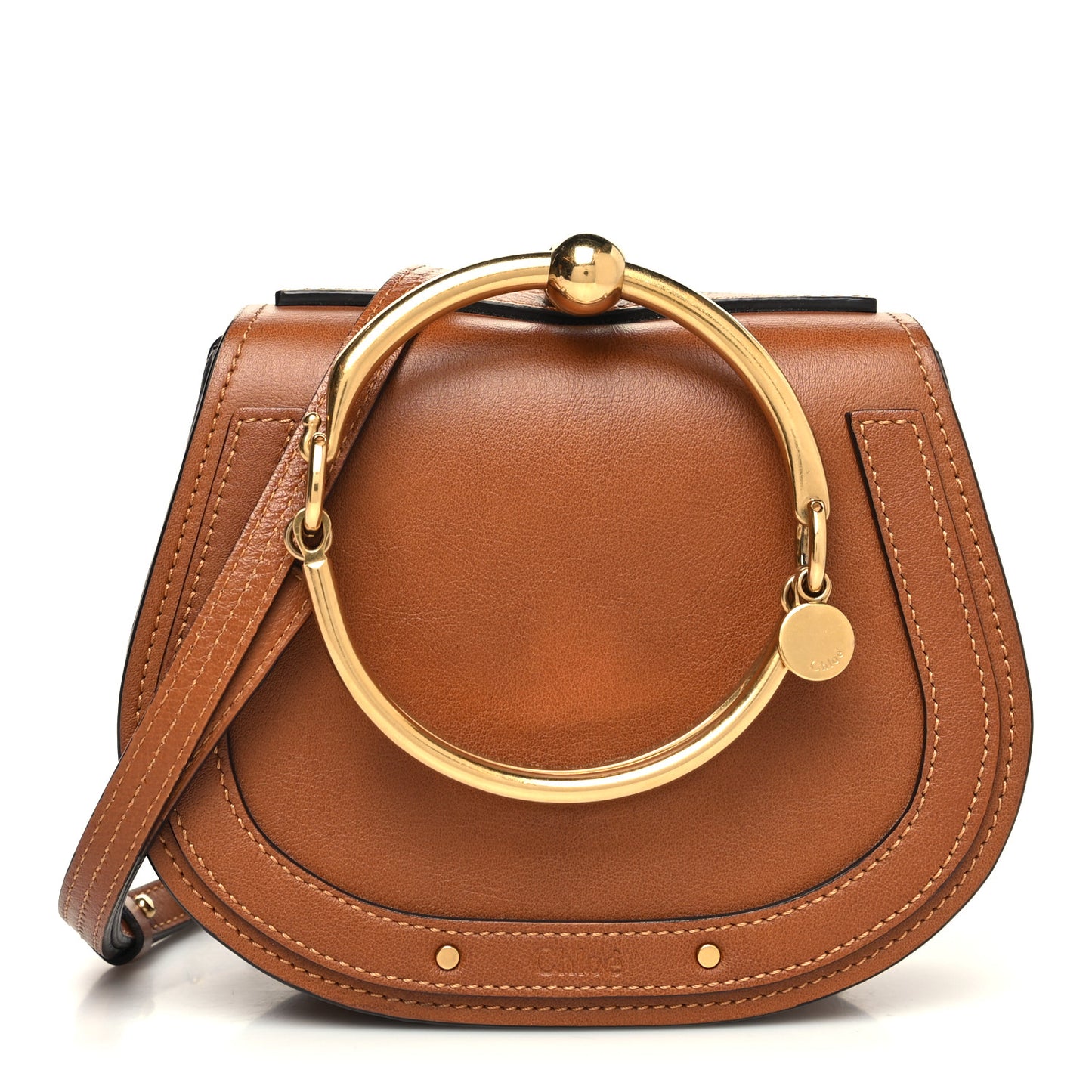 Calfskin Suede Small Nile Bracelet Bag Caramel