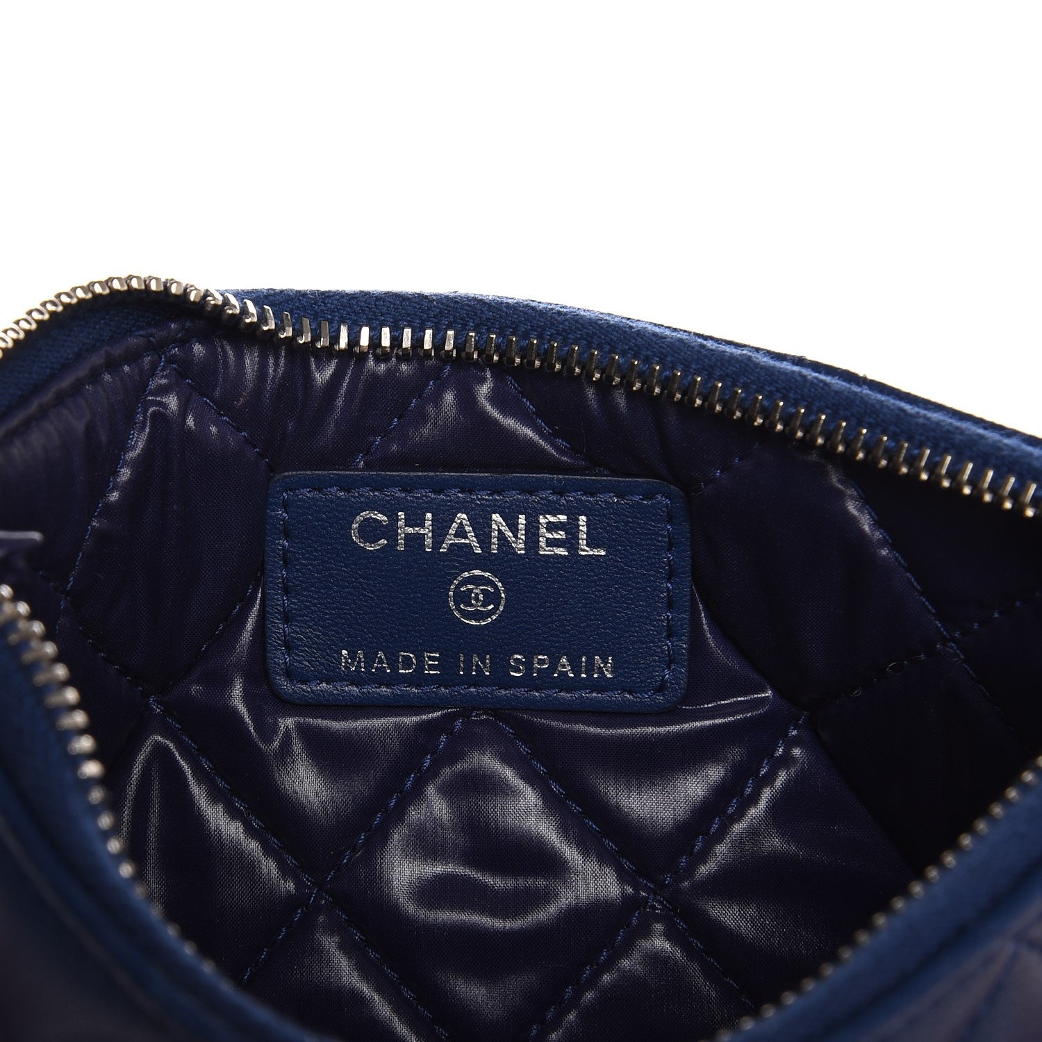 Chanel Lambskin Quilted Small Cosmetic Case Blue 6 of 8