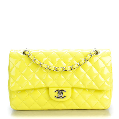 Chanel Patent Quilted Medium Double Flap Yellow 1 of 9