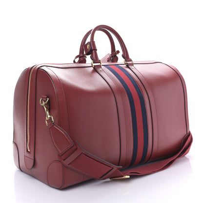 Gucci Textured Dollar Calfskin Web Large Savoy Duffle Bag Red 3 of 8