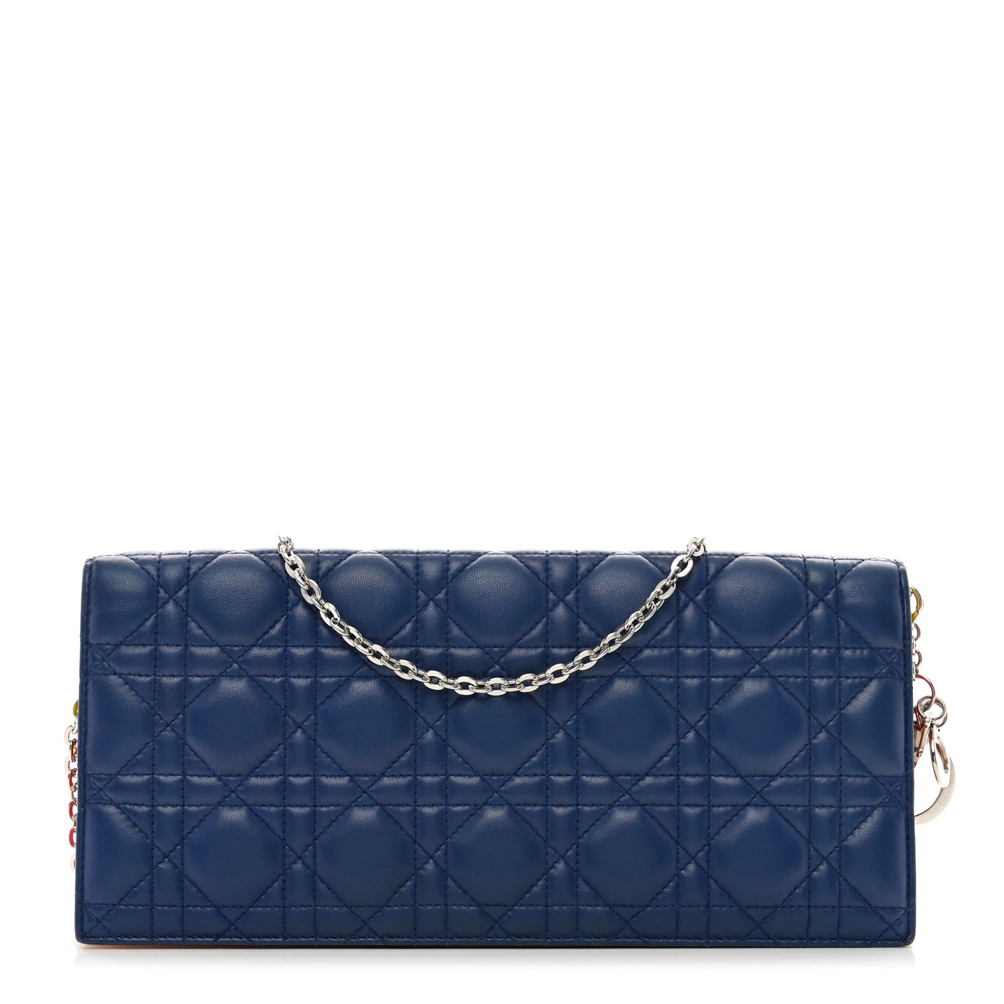 Lambskin Cannage Tri-Color Lady Dior Convertible Clutch Blue