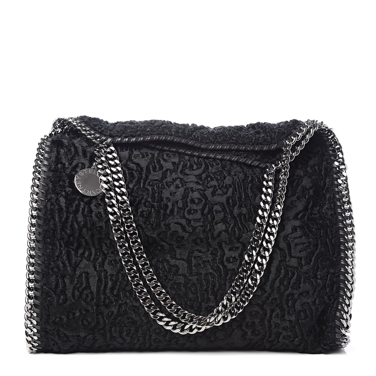Crushed Velvet Small Falabella Tote Black