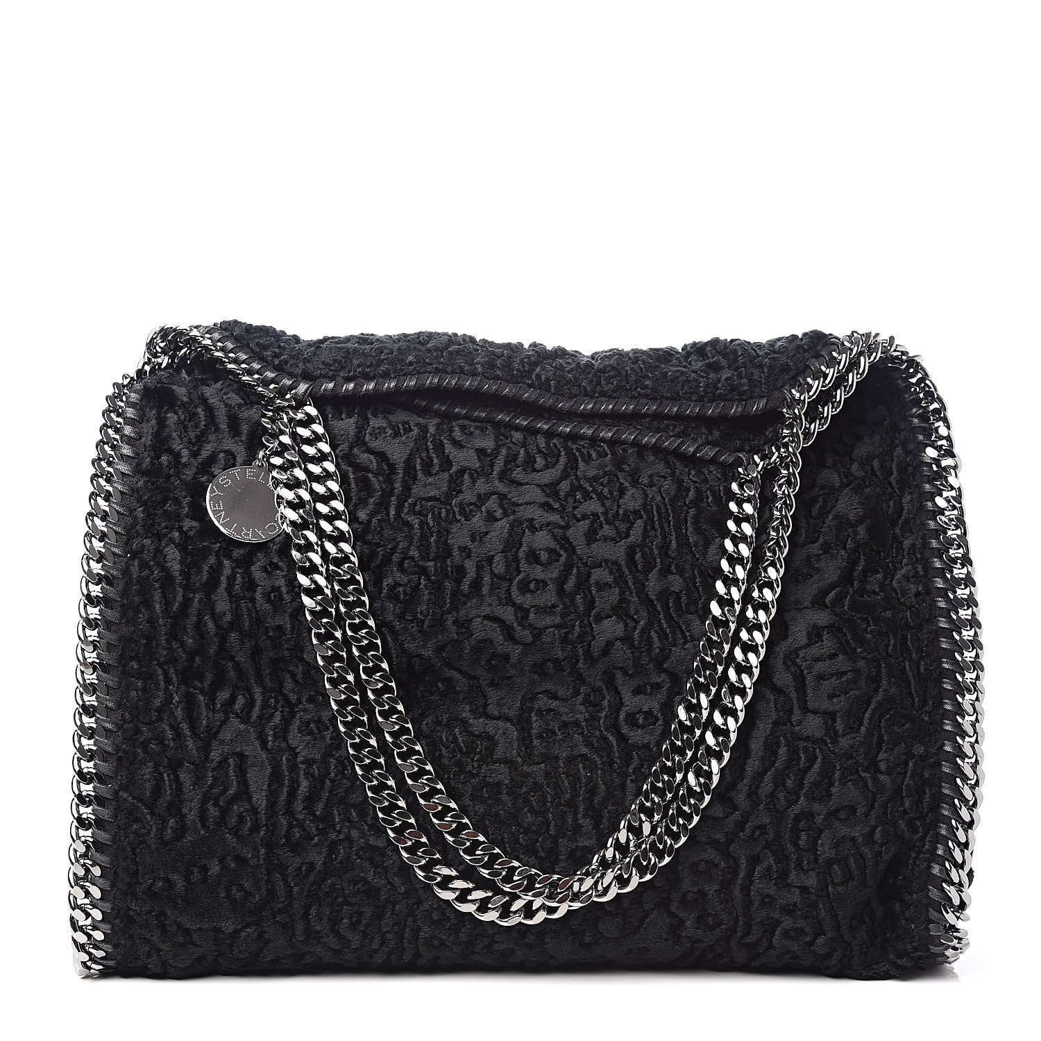 Stella McCartney Crushed Velvet Small Falabella Tote Black 1 of 11