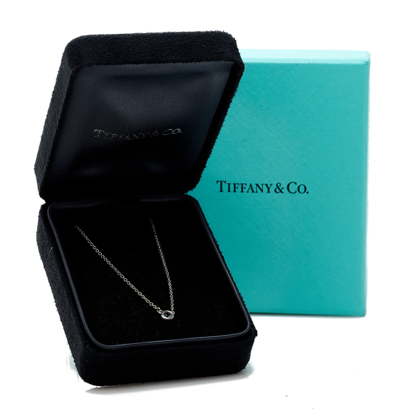 Sterling Silver Aquamarine Elsa Peretti Color by the Yard Pendant Necklace