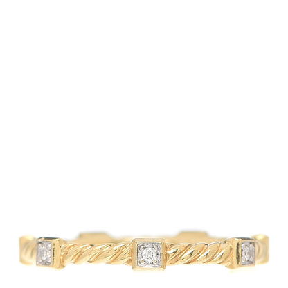 David Yurman 18K Yellow Gold Diamond Paveflex 2mm Stackable Band Ring 54 6.75 3 of 4