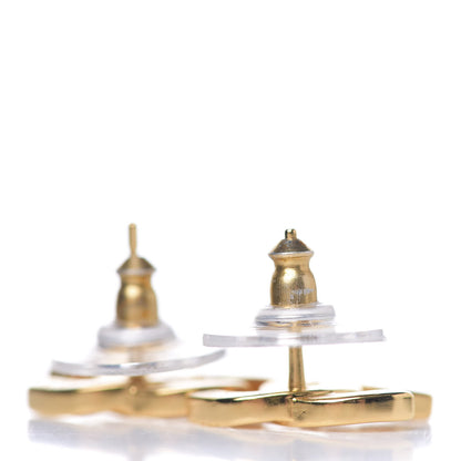 Chanel Metal CC Paris Button Stud Earrings Gold 2 of 3