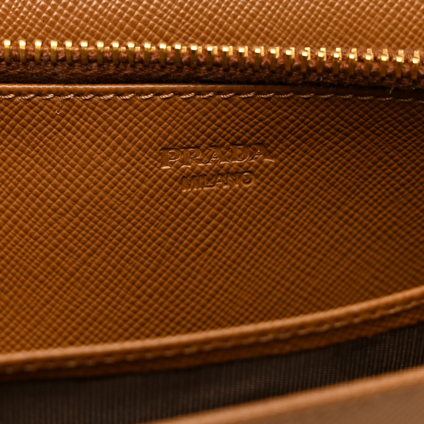 Saffiano Metal Flap Wallet With Strap Caramel