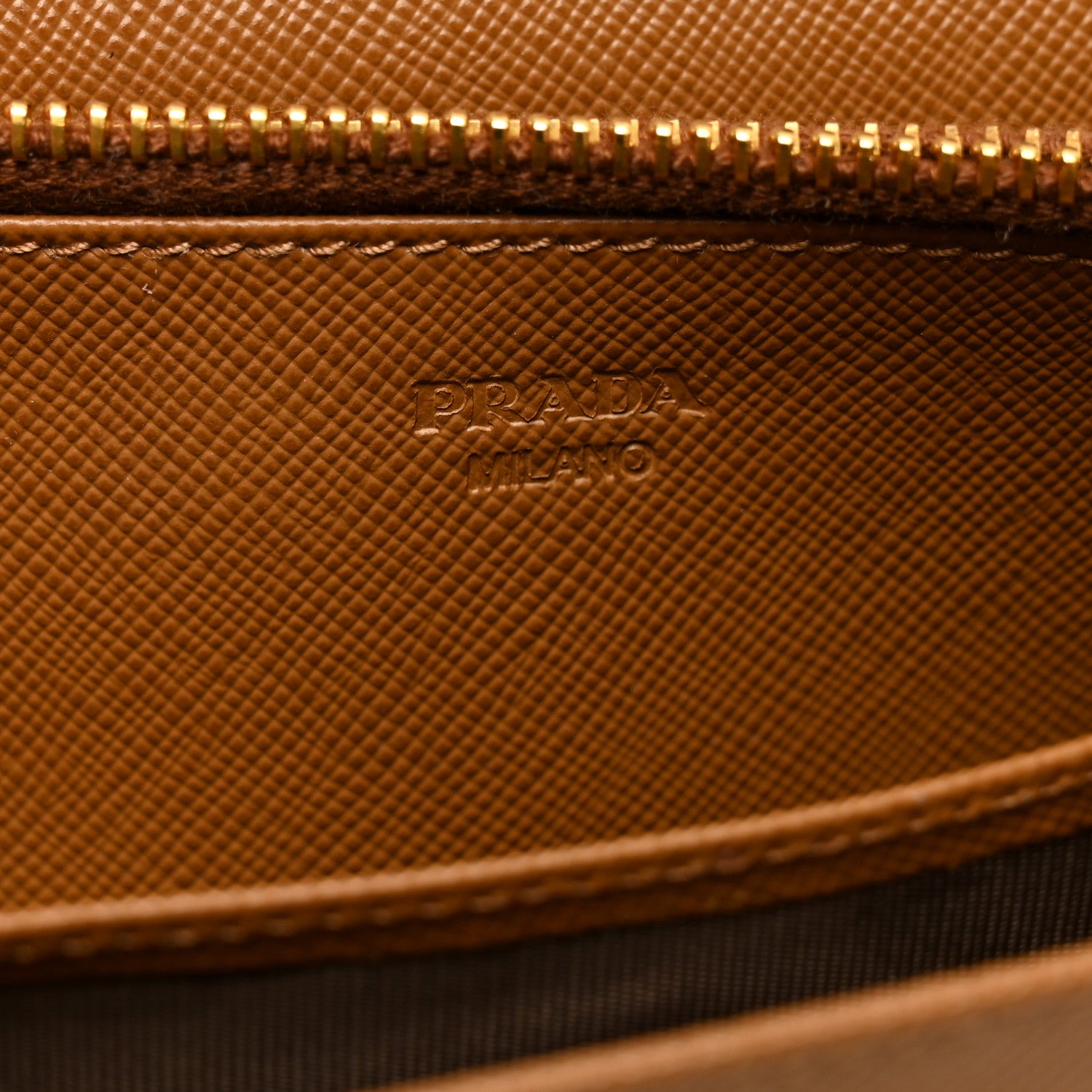 Prada Saffiano Metal Flap Wallet With Strap Caramel 7 of 11