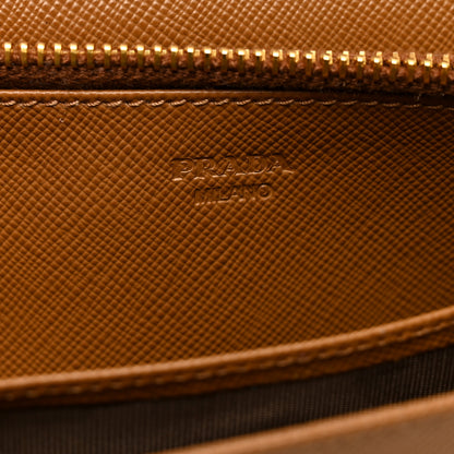 Prada Saffiano Metal Flap Wallet With Strap Caramel 7 of 11