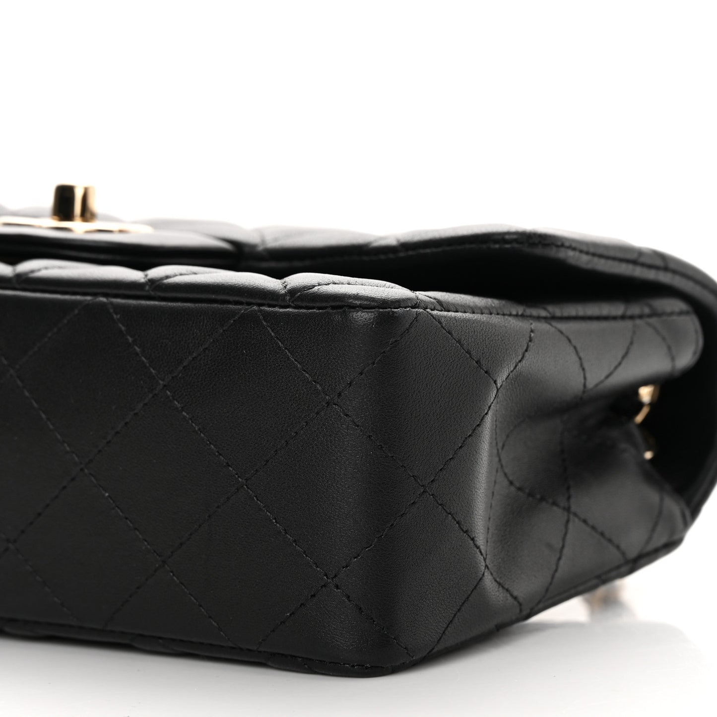 Lambskin Quilted Mini Rectangular Flap Black