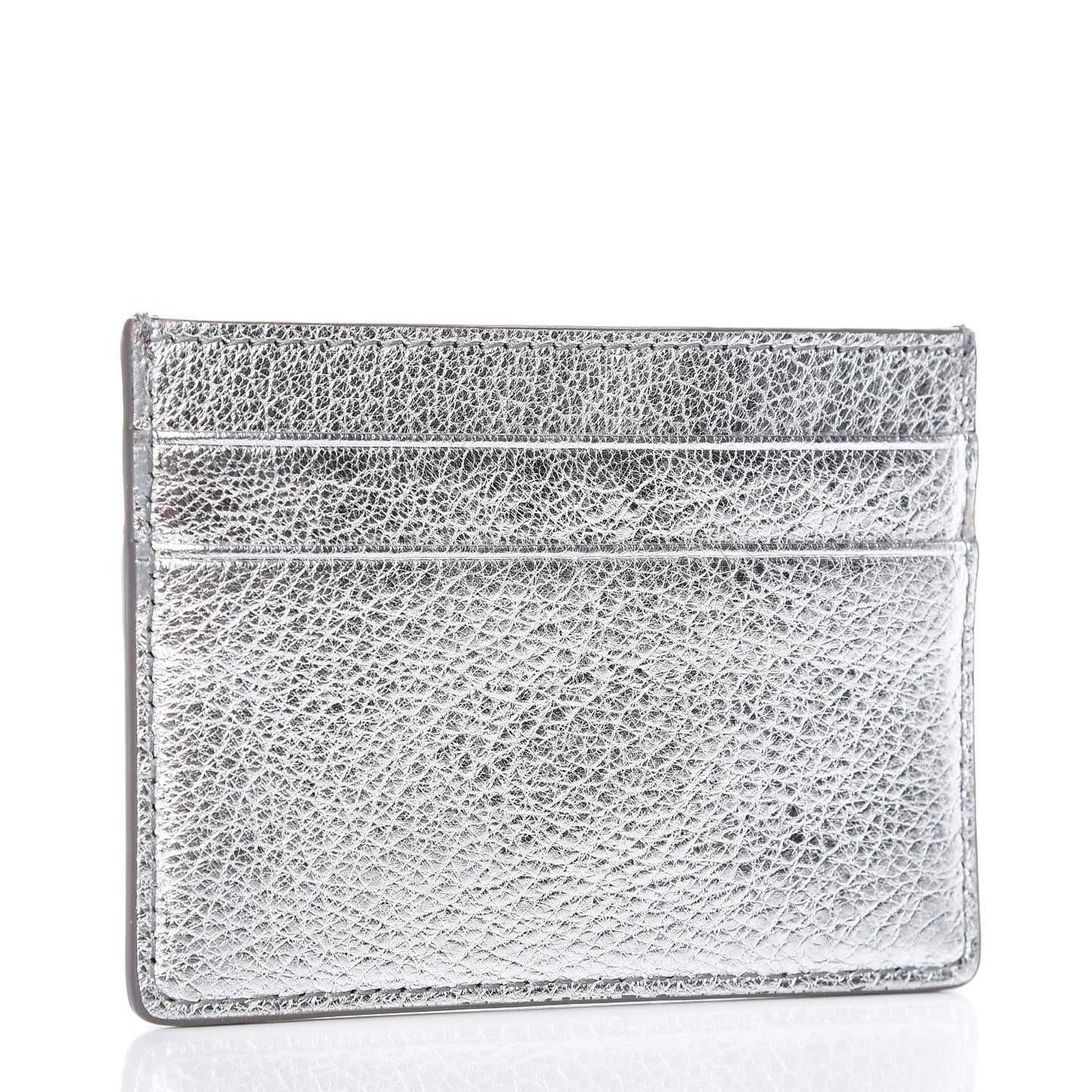 Metallic Goatskin Logo Everyday Multi Card Case Argent Black