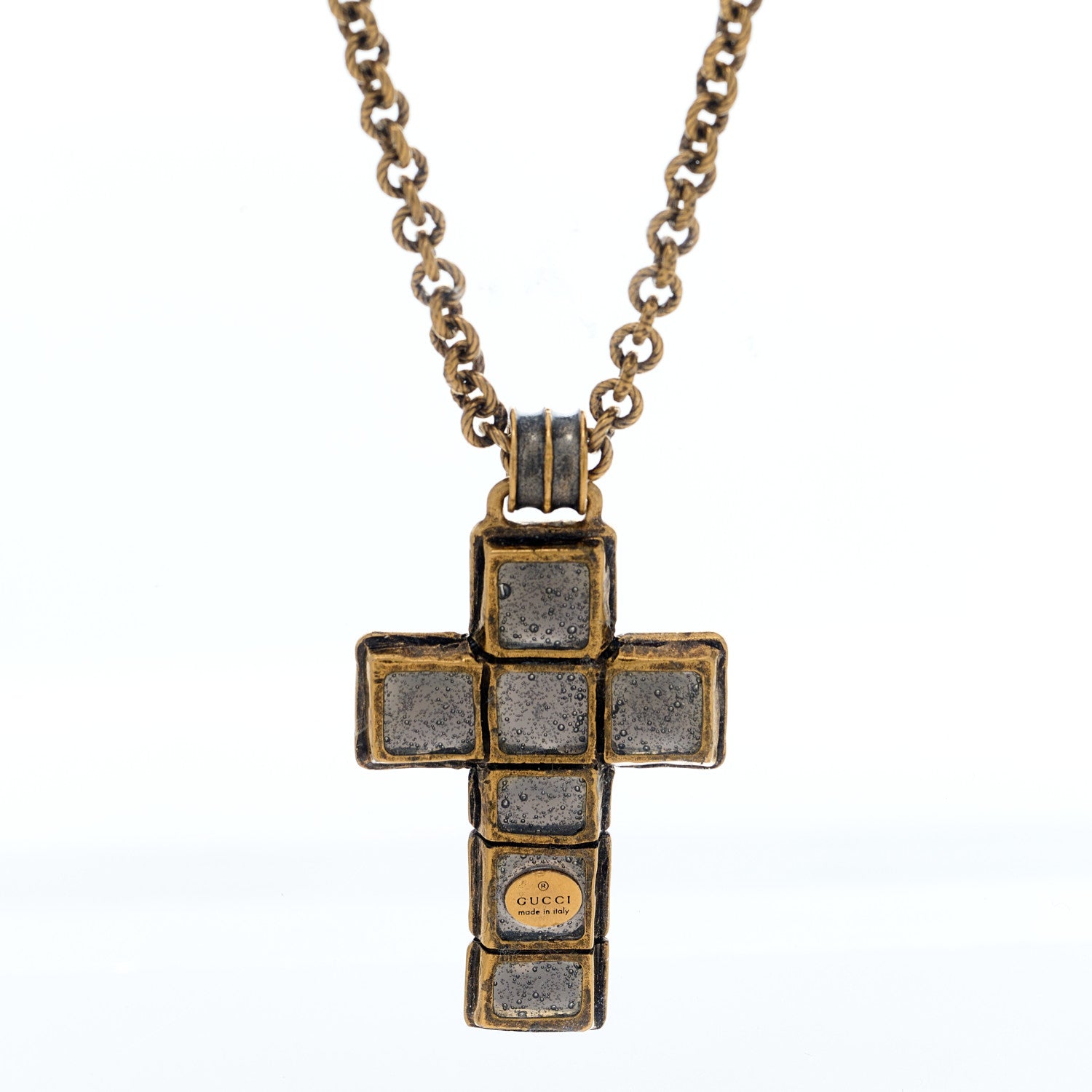 Gucci Metal Enamel Cross Necklace Black 4 of 4