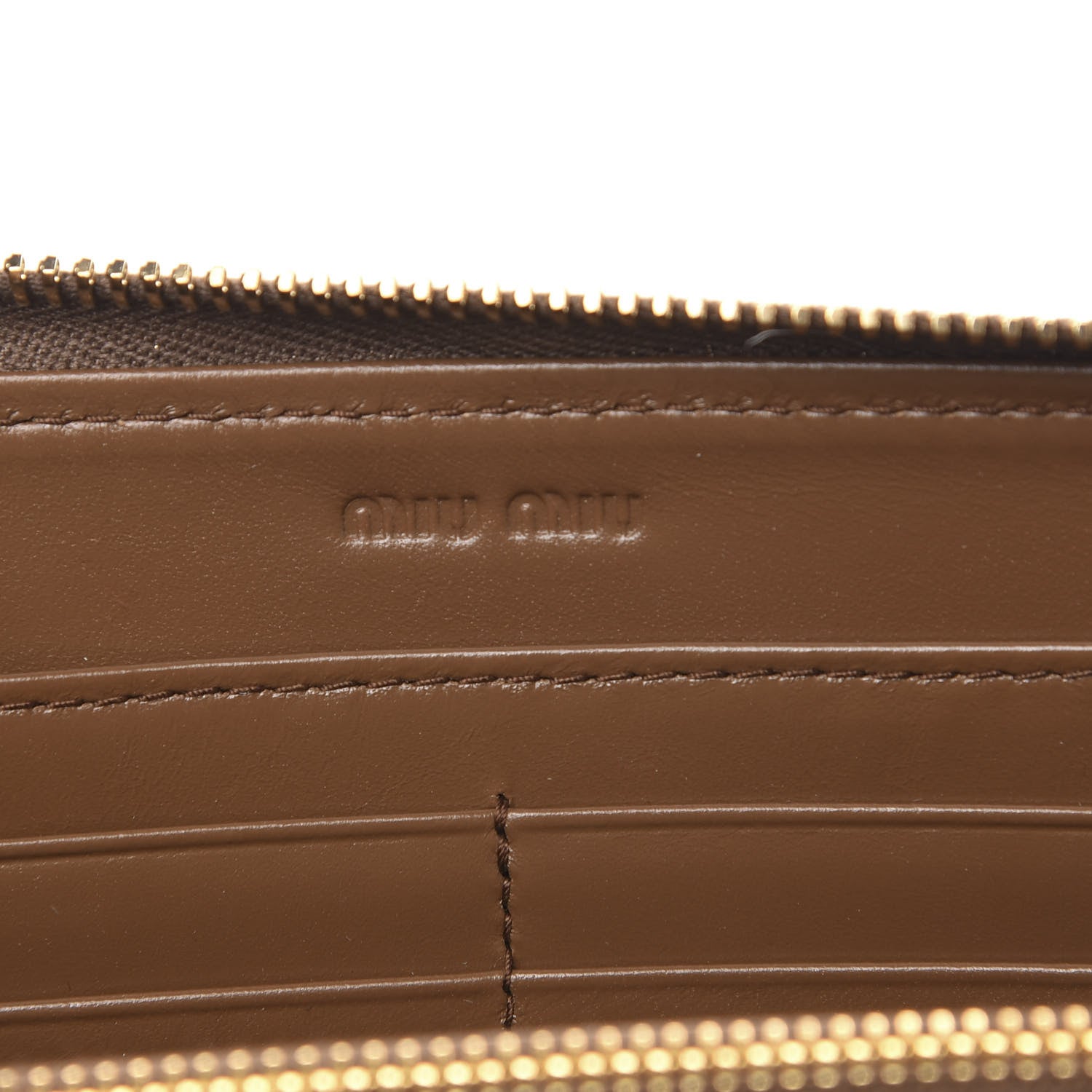 Miu Miu Vernice Crocodile Embossed Calfskin Zip Around Wallet Tobacco 6 of 9