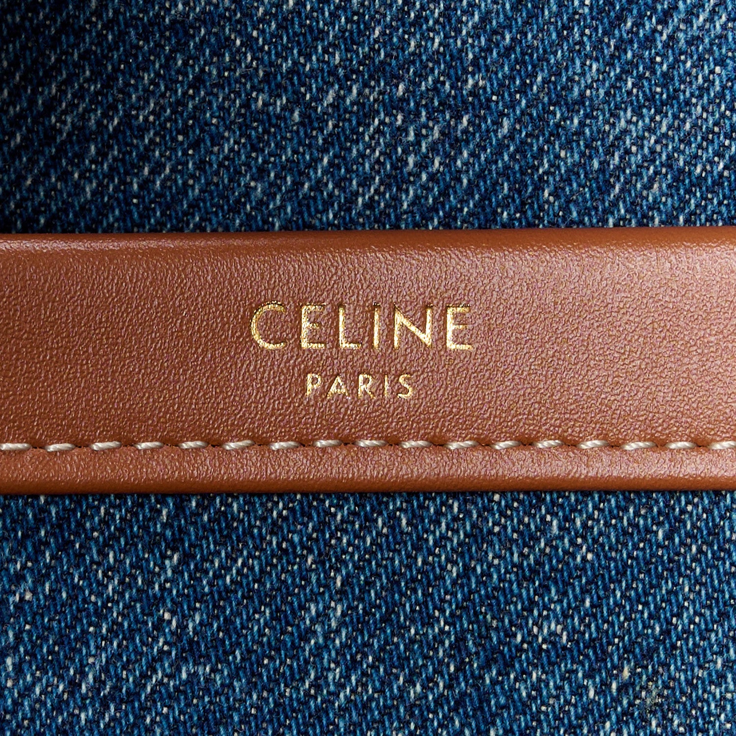 Celine Denim Large Thais Cabas Navy Tan 7 of 10