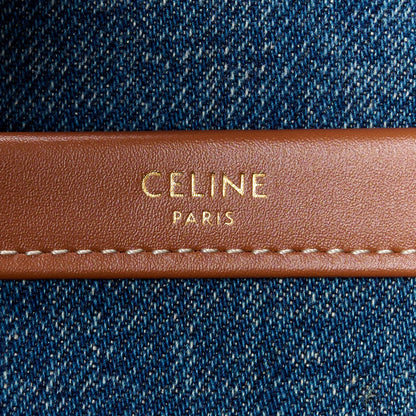 Celine Denim Large Thais Cabas Navy Tan 7 of 10