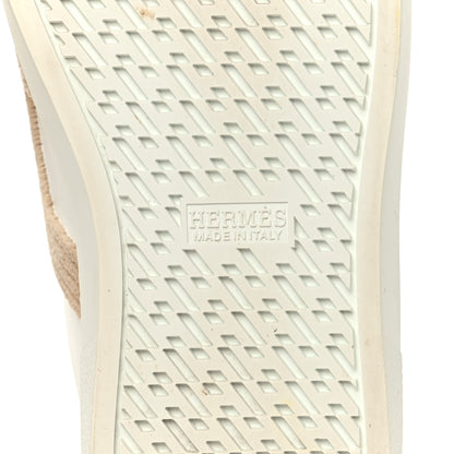 Hermes Calfskin Shearling Womens Avantage Sneakers 37.5 White Ecru 8 of 10