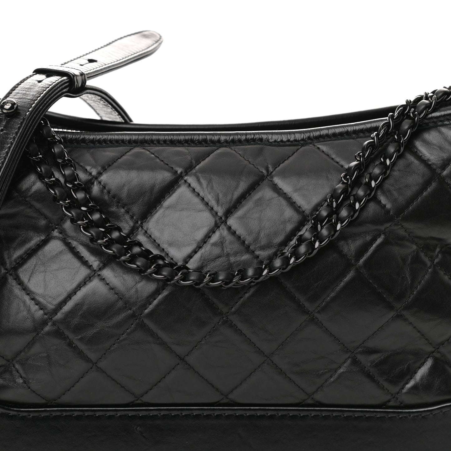 Aged Calfskin Quilted Medium Gabrielle Hobo Black