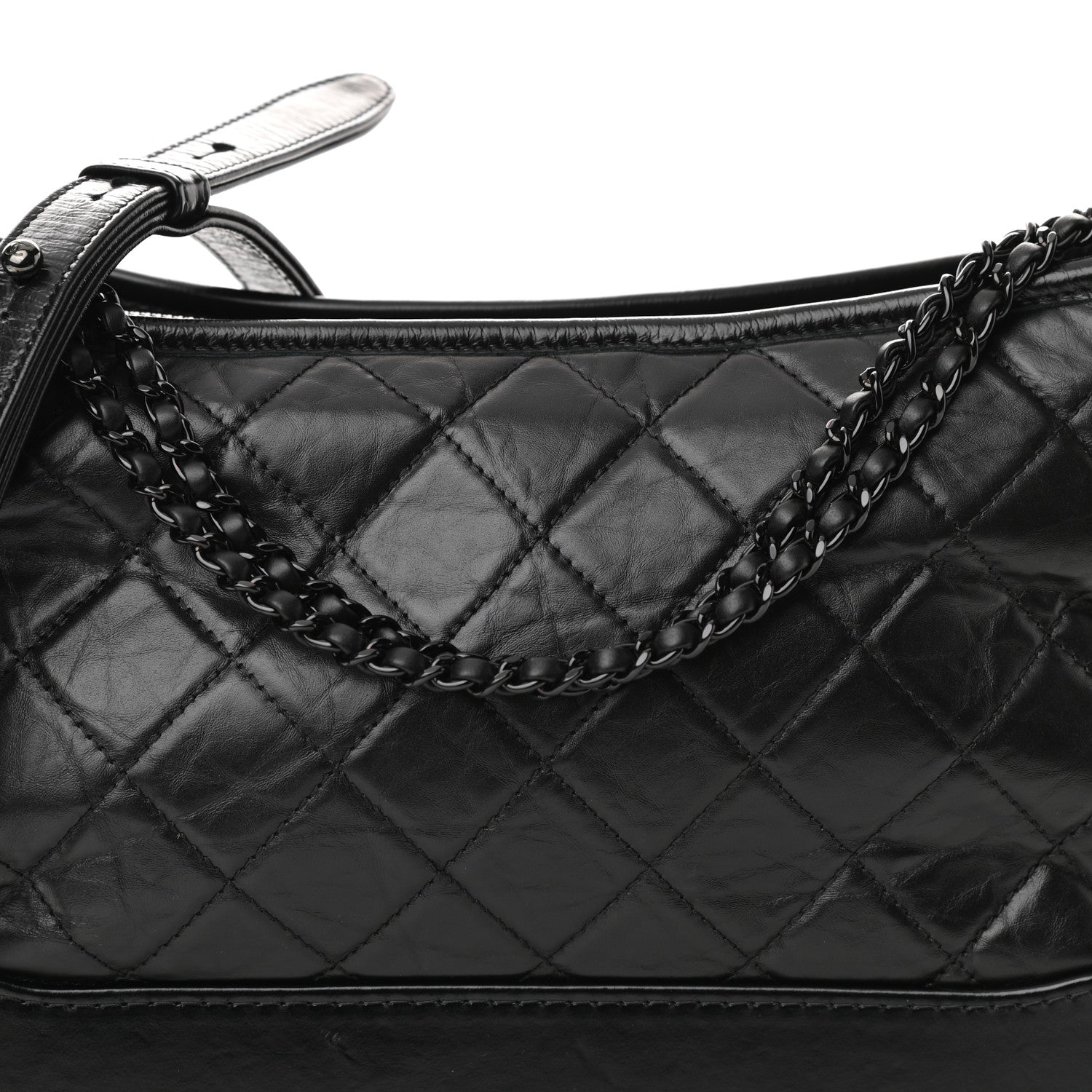 Chanel Aged Calfskin Quilted Medium Gabrielle Hobo Black 10 of 10