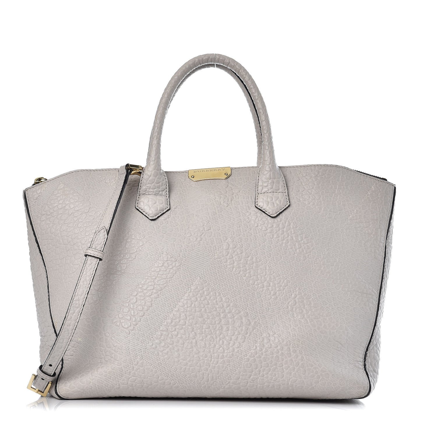 Heritage Grain Check Embossed Medium Dewsbury Tote Pale Grey