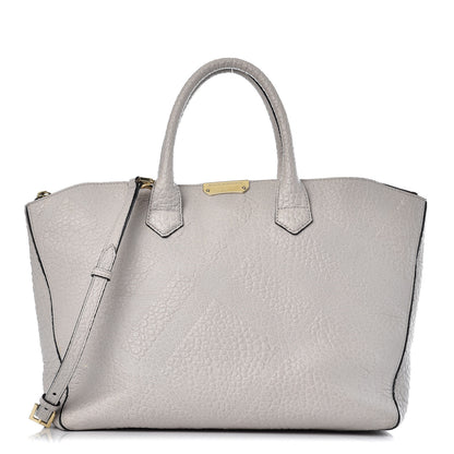 Burberry Heritage Grain Check Embossed Medium Dewsbury Tote Pale Grey 1 of 15
