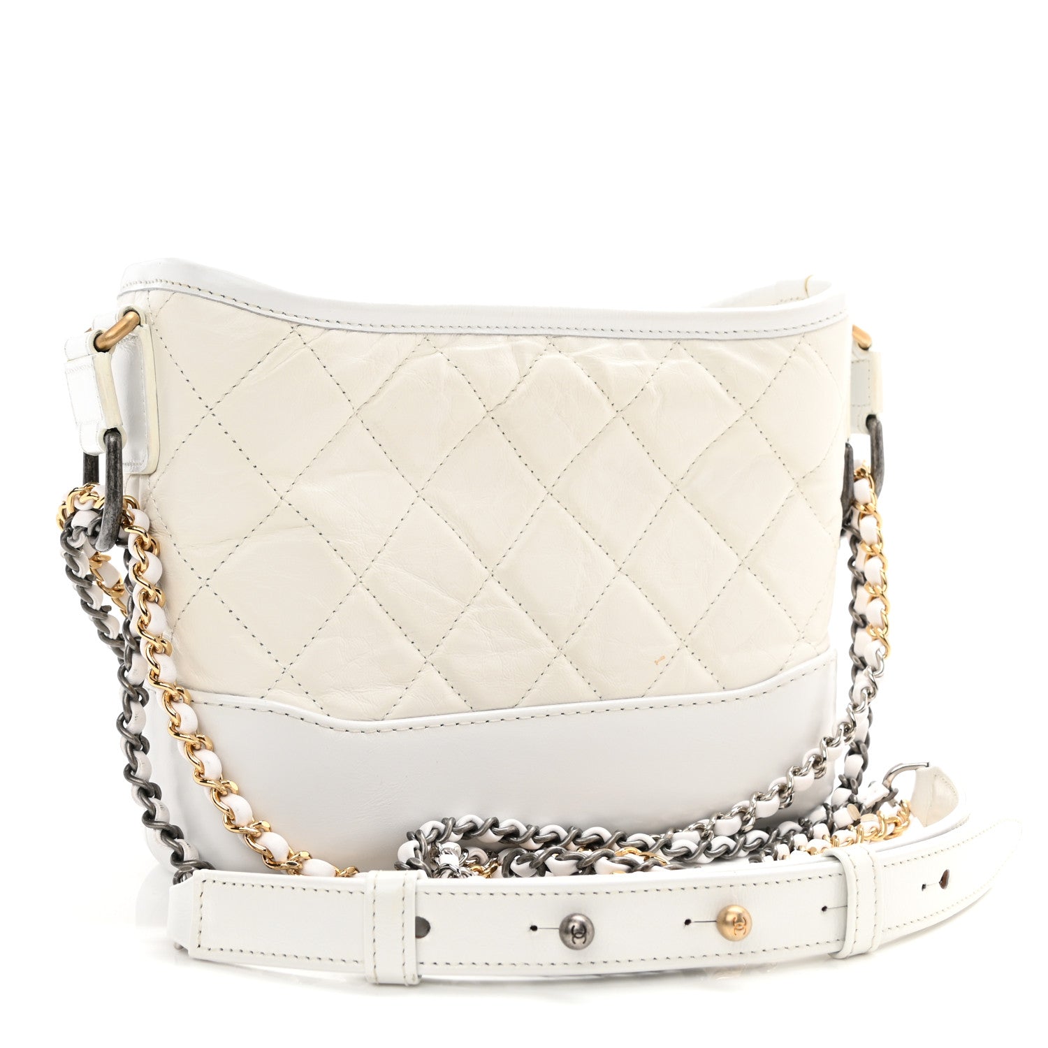 Chanel Aged Calfskin Quilted Small Gabrielle Hobo White 3 of 11