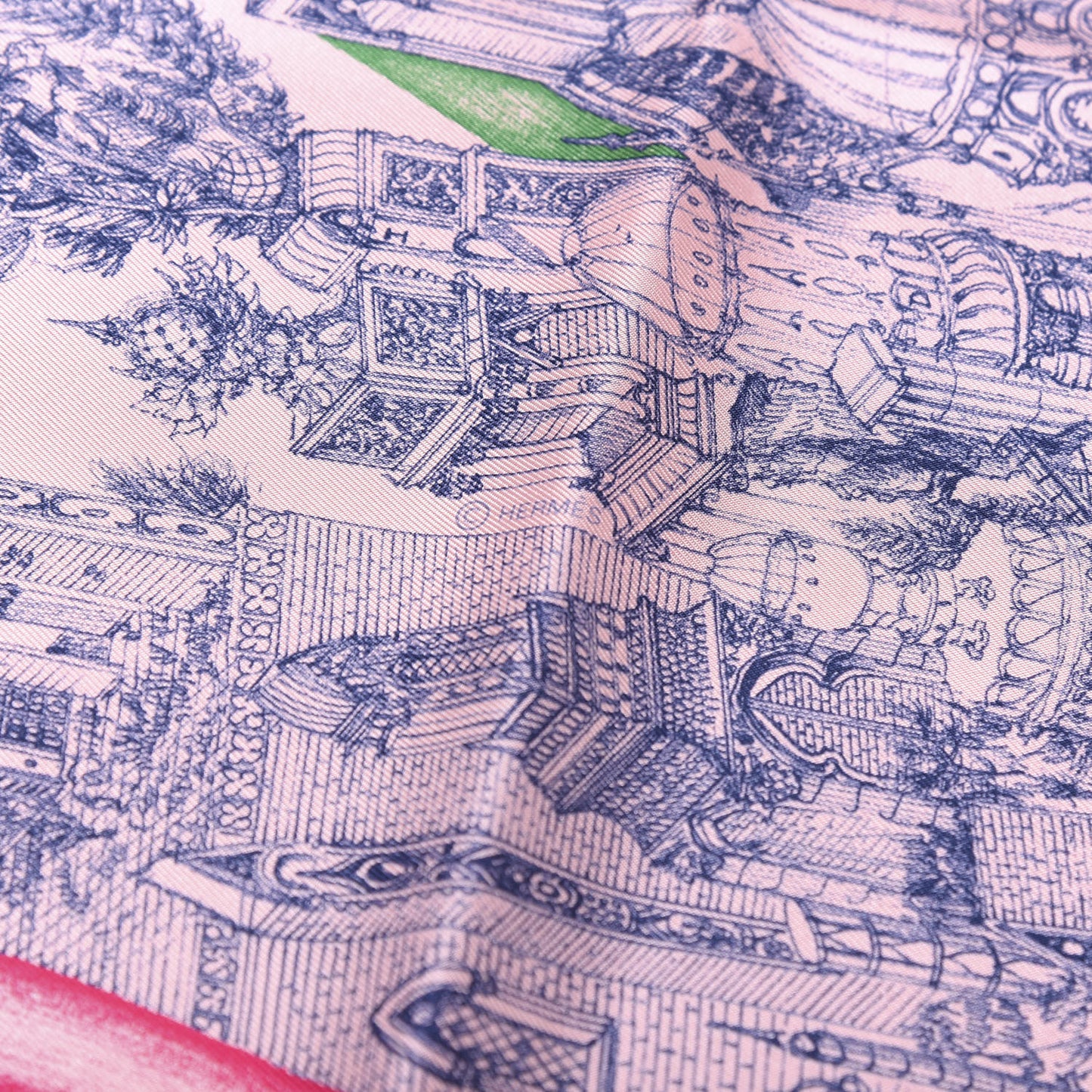 Silk A l'Ombre des Pivoines Scarf 90 Vieux Rose Encre