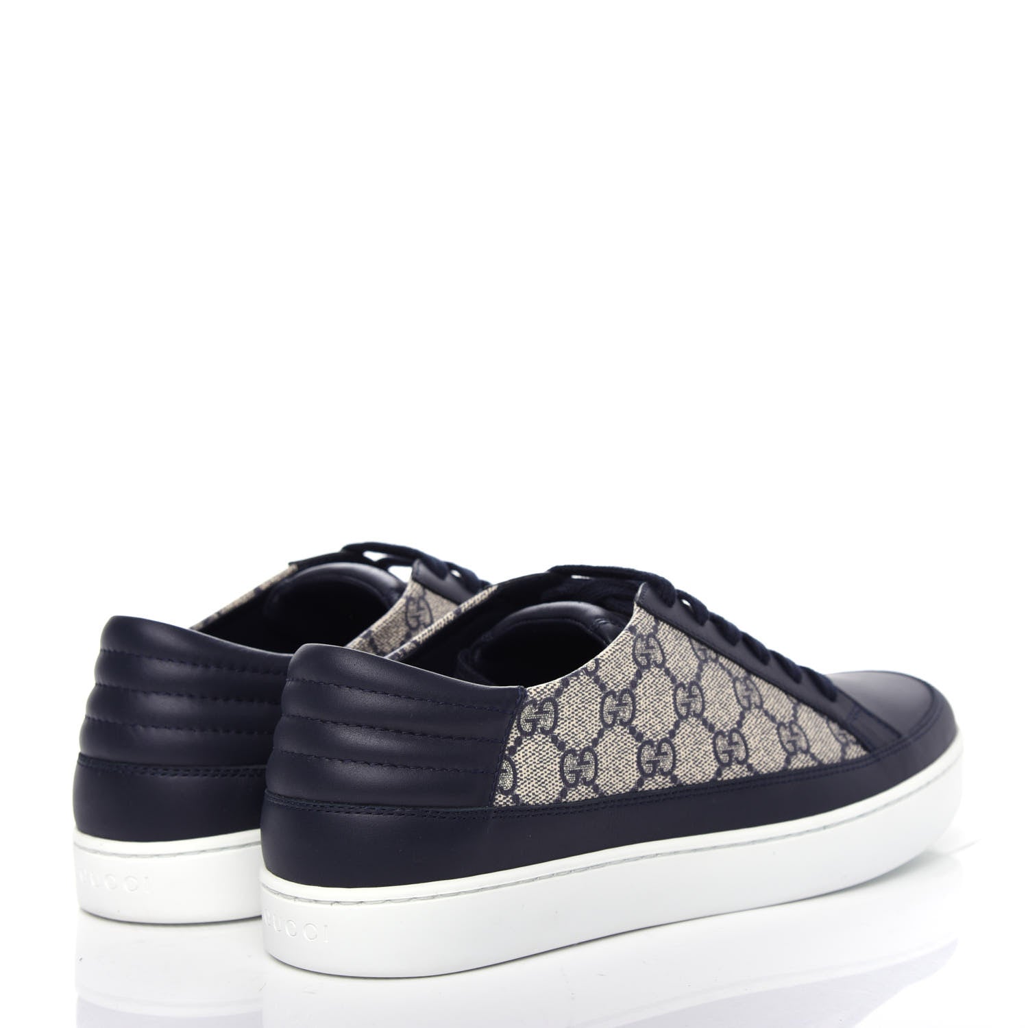 Gucci GG Supreme Monogram Calfskin Mens Low Top Sneakers 9.5 Blue Beige 4 of 11