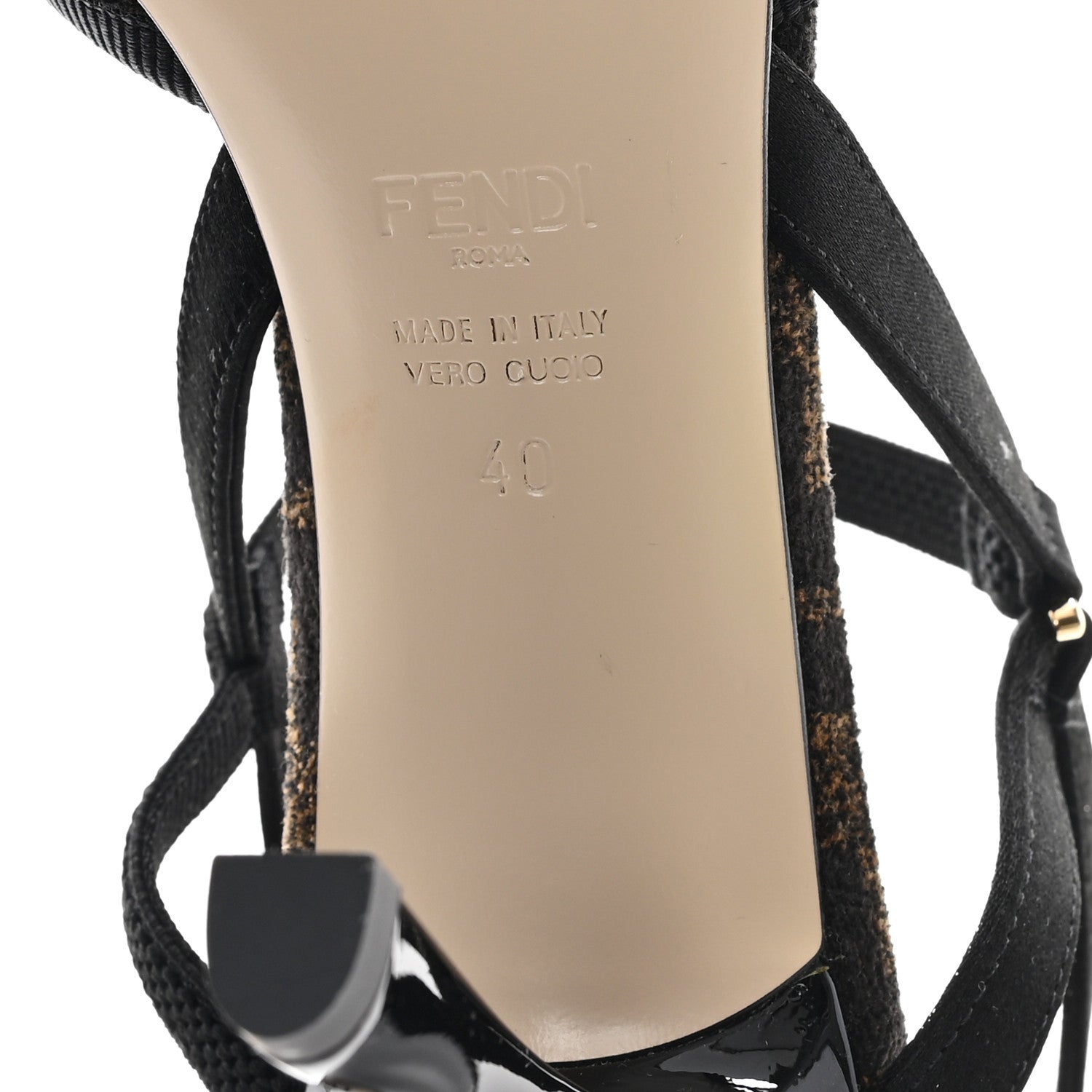 Fendi Fabric Jacquard FF Colibri Lite 85mm Slingback Pumps 40 Tobacco Black 7 of 9