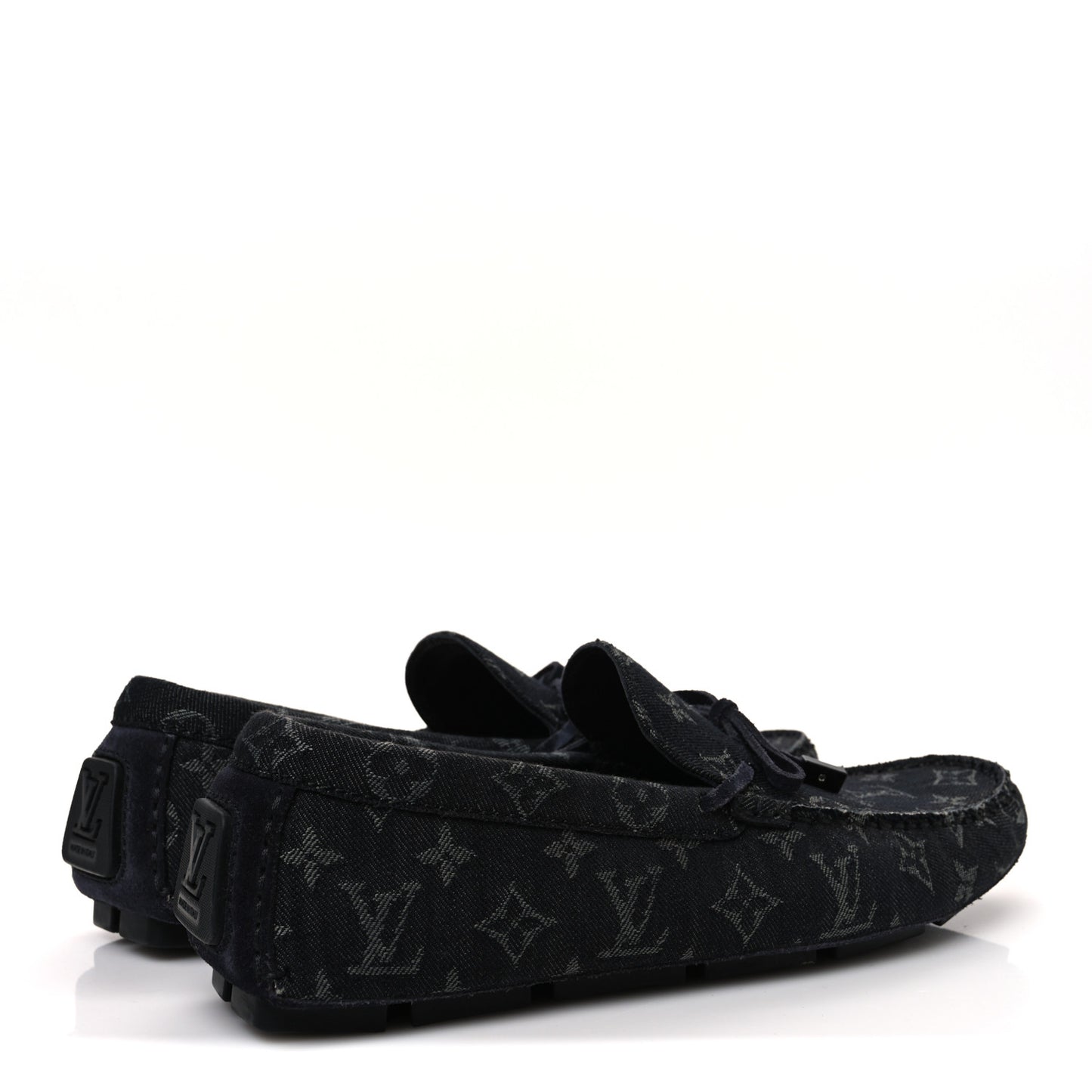 Monogram Denim Mens LV Driver Moccasin Loafers 8.5 Black