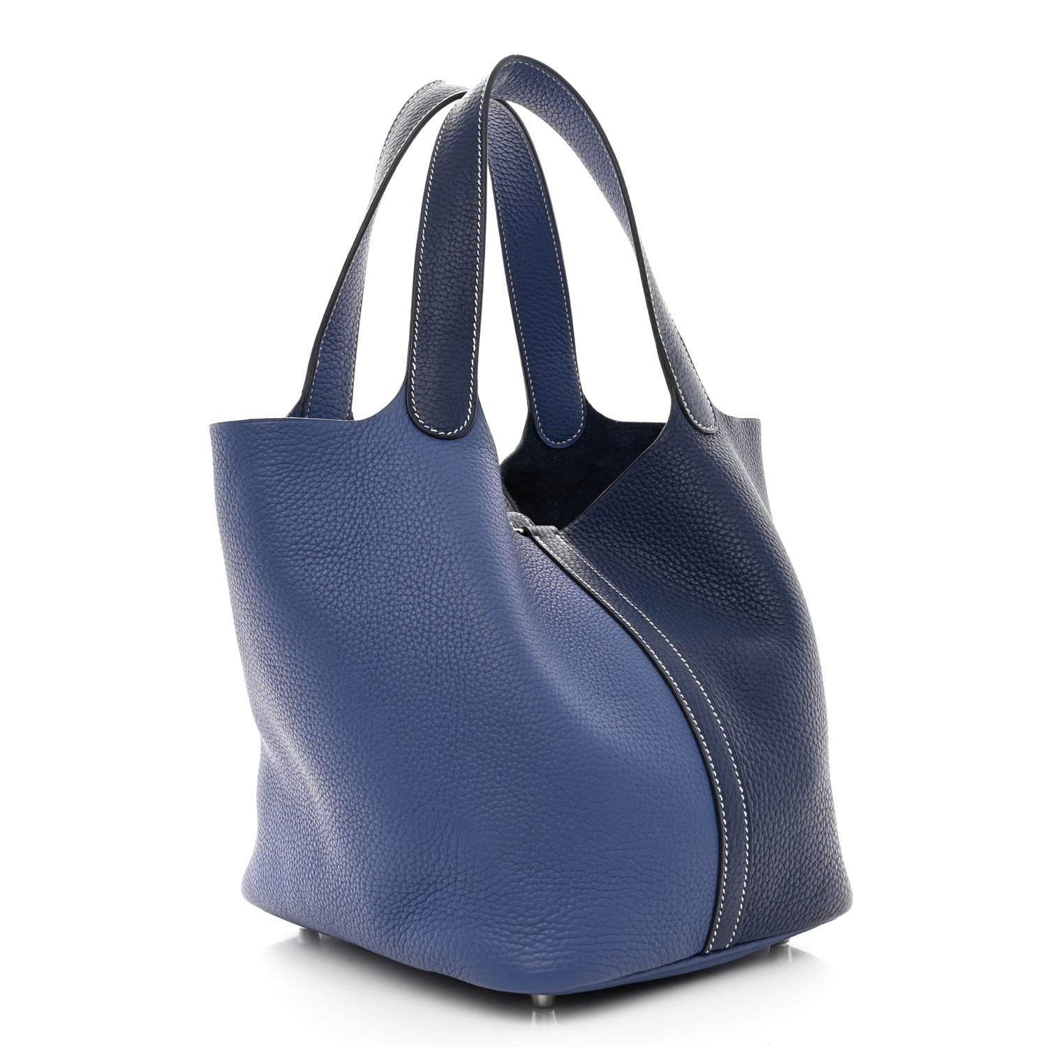 Hermes Taurillon Clemence Casaque Picotin Lock 22 MM Bleu Saphir Bleu Brighton 3 of 10