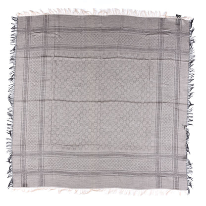 Gucci Wool Silk GG Monogram Diamante Plaid Surviee Shawl Beige Dark Brown 1 of 4