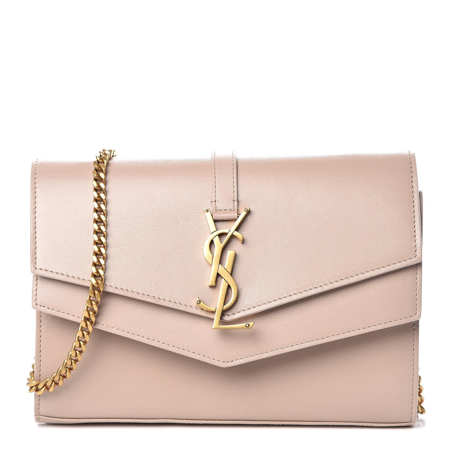 Smooth Calfskin Monogram Sulpice Chain Wallet Nude