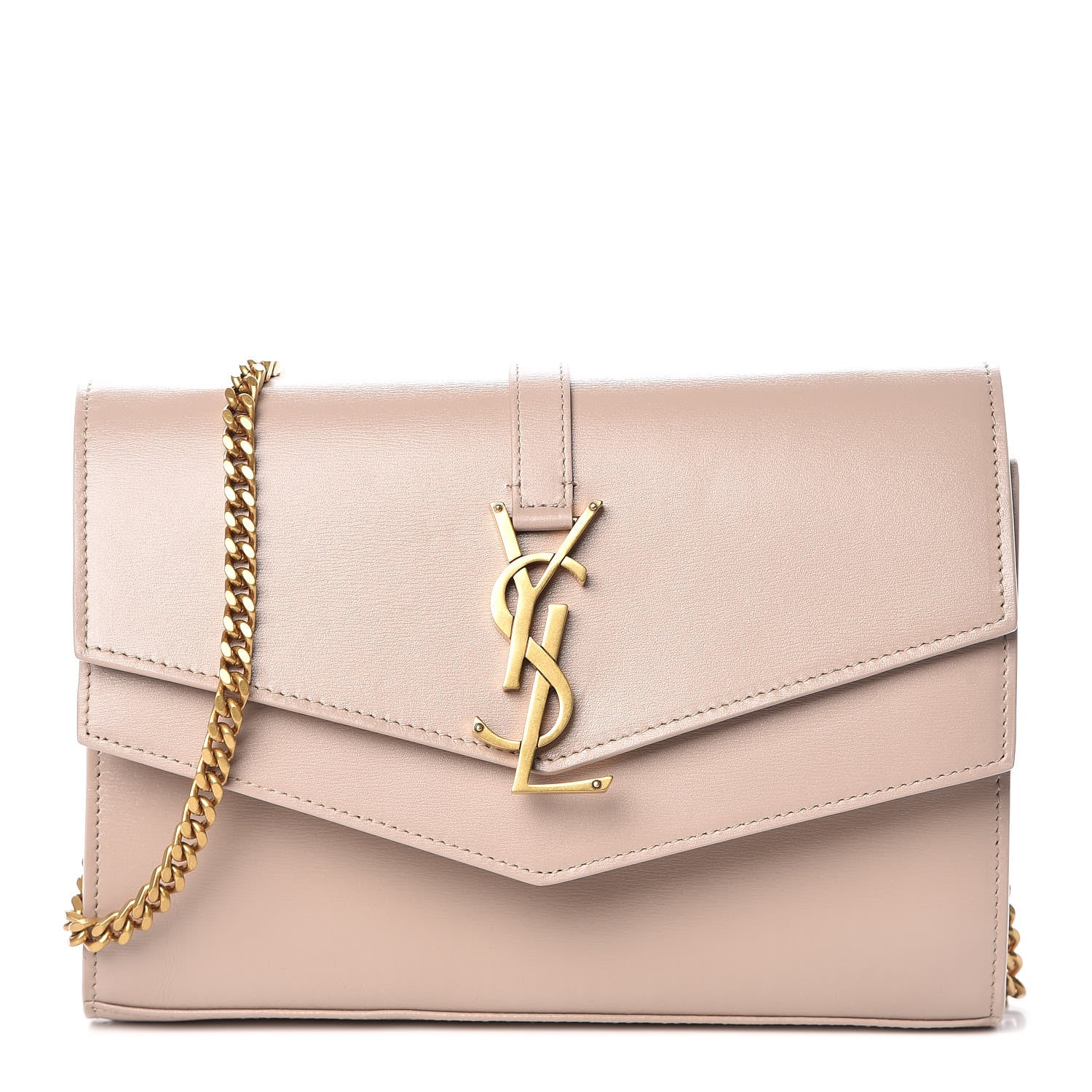 Saint Laurent Smooth Calfskin Monogram Sulpice Chain Wallet Nude 1 of 7