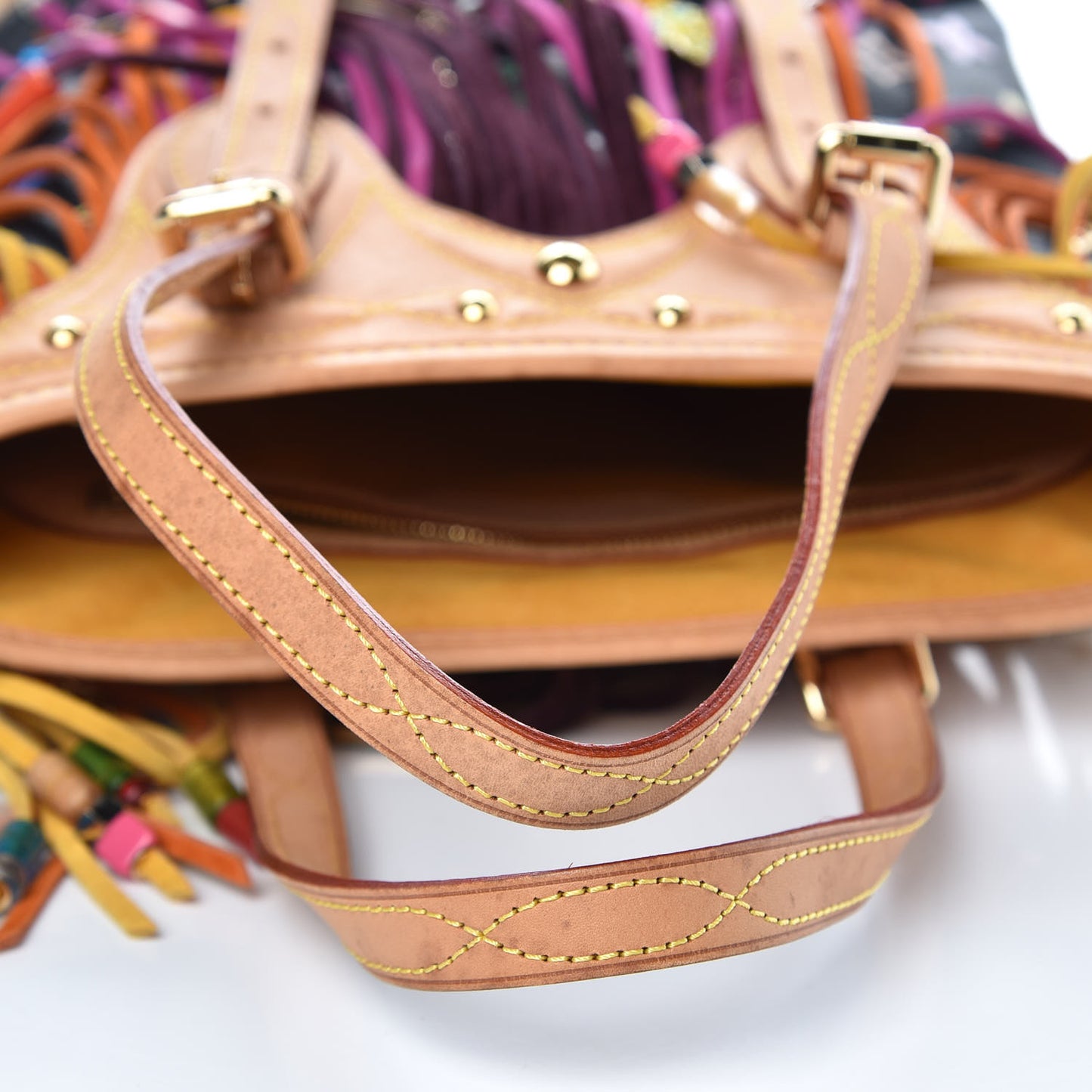 Monogram Multicolor Fringe Bucket Black