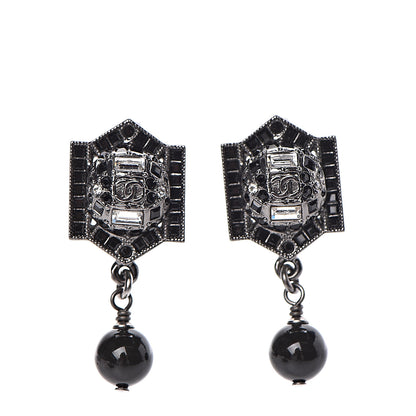 Chanel Crystal Bead CC Drop Earrings Black 1 of 5