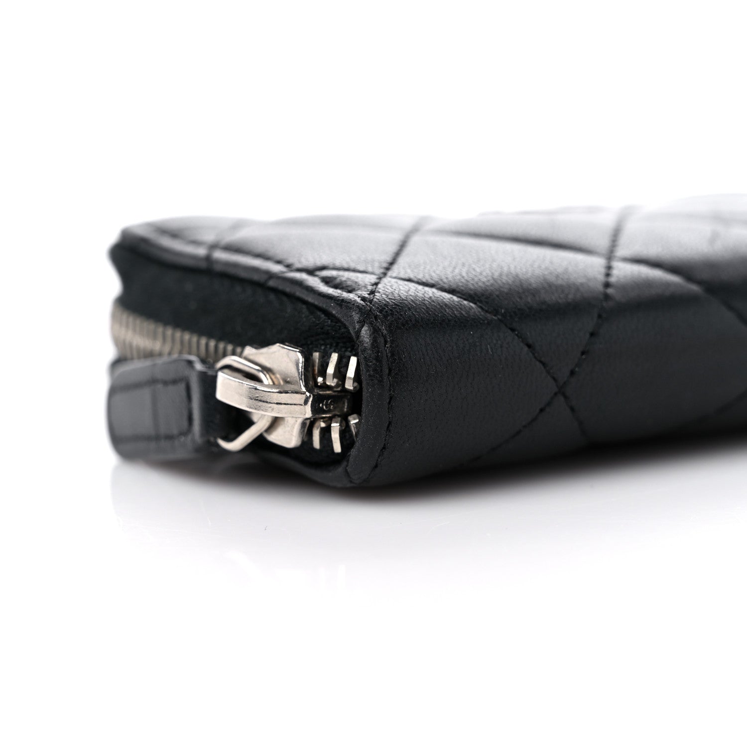 Chanel Lambskin Quilted Zip Coin Purse Black 8 of 10