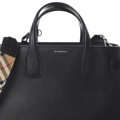 Burberry Derby Calfskin House Check Medium Banner Tote Black 9 of 9