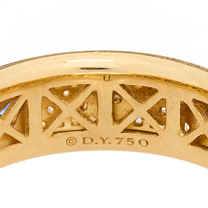 David Yurman 18K Yellow Gold Diamond Blue Sapphire Modern Renaissance Full Pave Ring 55 7.25 4 of 4