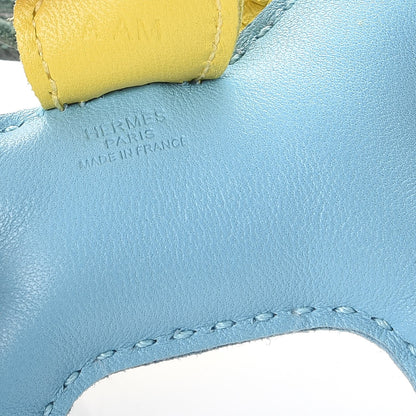 Hermes Milo Lambskin Grigri Rodeo Horse Bag Charm PM Bleu Celeste Lime Malachite 4 of 4